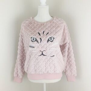 Korean Kawaii Soft Pink Quilted Cat Sweater